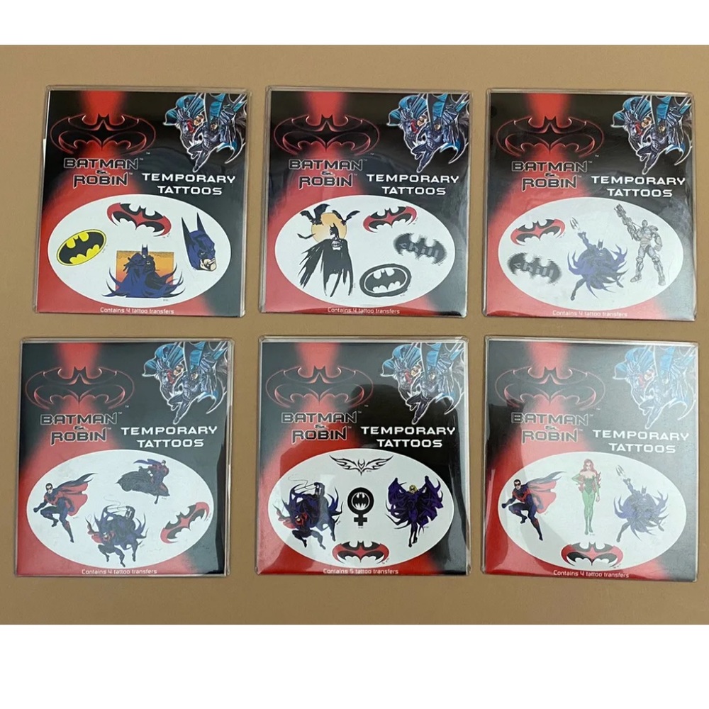 Lot Of 6 ~ Vintage 1997 ~ Batman And Robin Temporary Tattoo Sets ~ NEW SEALED